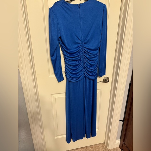 Jovani Vintage Dress 12 Drop Waist Midi Retro Royal Blue Beaded Glam Cosplay - Picture 4 of 6
